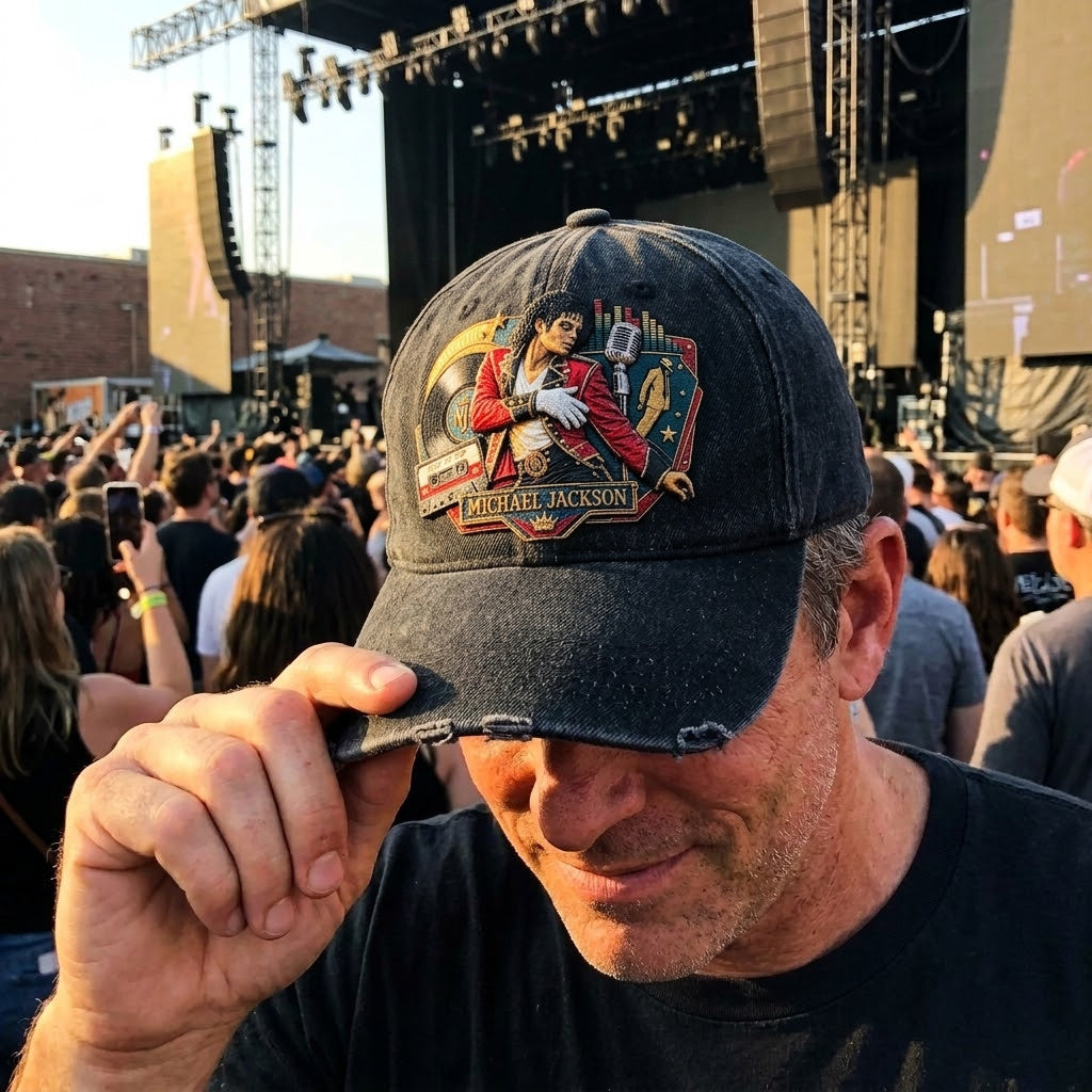 MJA King Of Pop Microphone Denim Cap