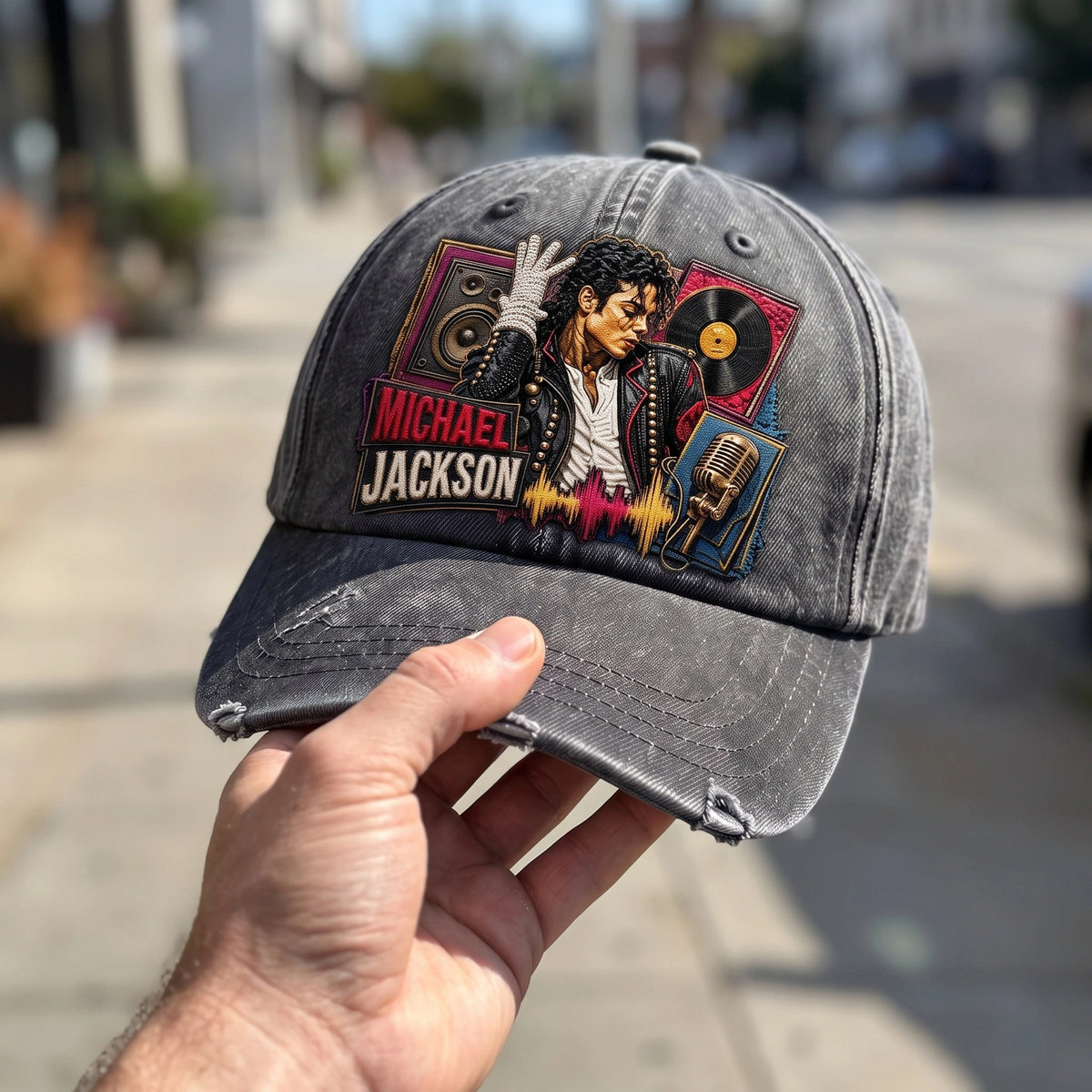 MJA Retro Music Vinyl Denim Cap