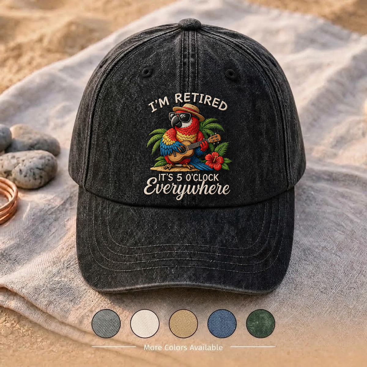 JBU Retired Island Time Parrot Denim Cap