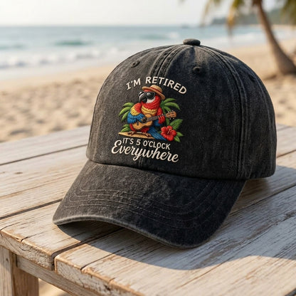 JBU Retired Island Time Parrot Denim Cap