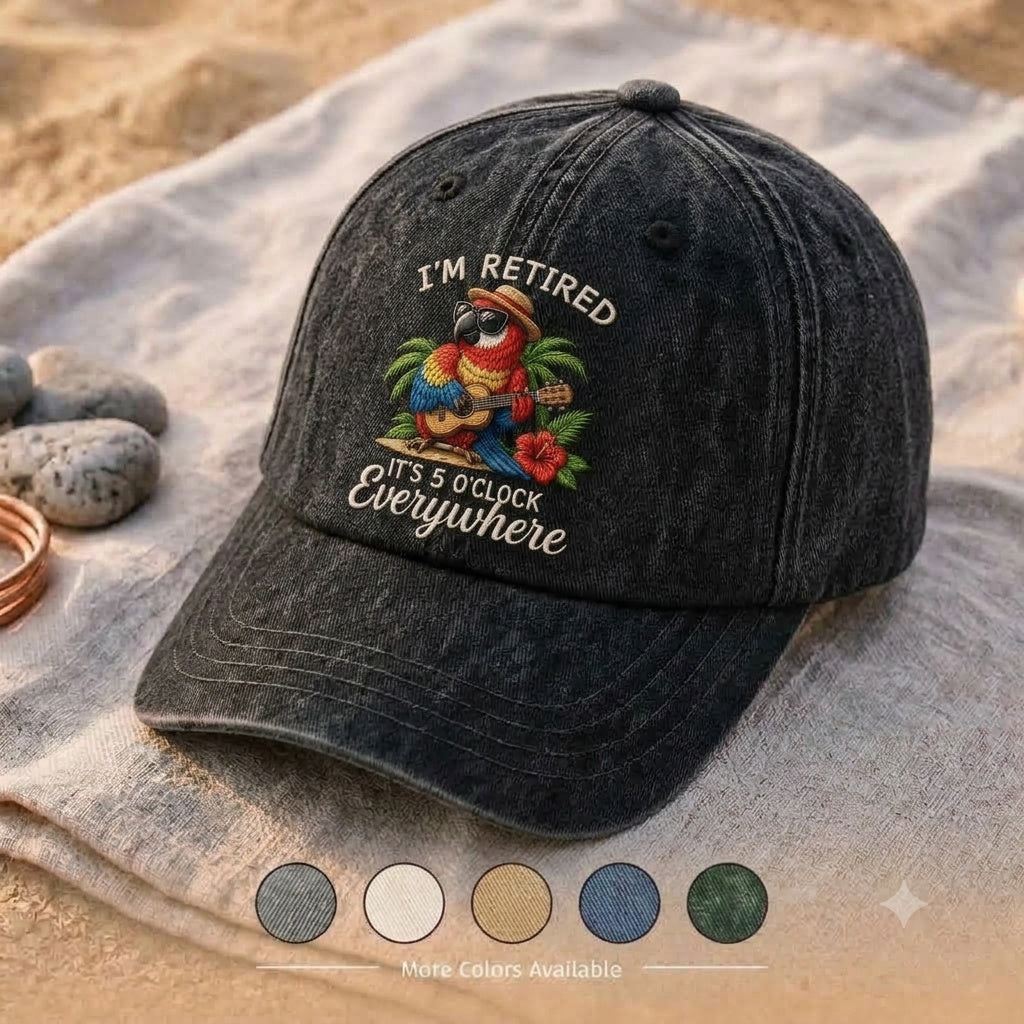 JBU Retired Island Time Parrot Denim Cap