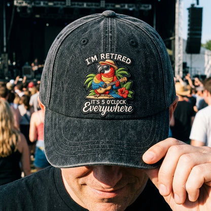 JBU Retired Island Time Parrot Denim Cap