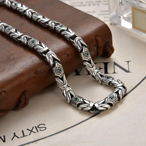 New Vintage Peace Pattern Diamond Accent Statement Necklace Adjustable Chain Trendy Unisex Jewelry