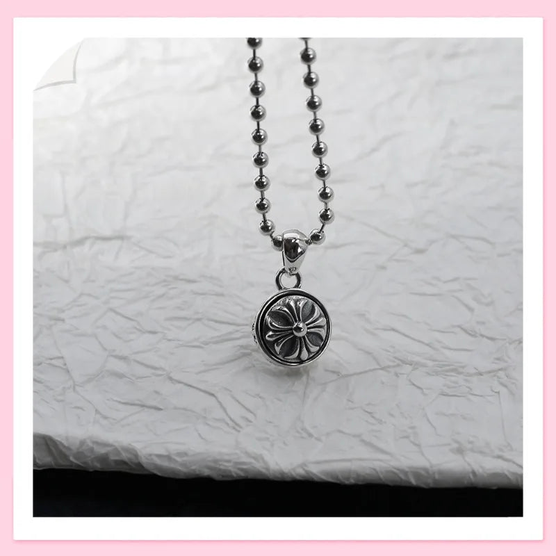 Vintage Punk Cross Turning Necklace Male Personality Cross Hexagram Male and Female Couple Pendant Gift