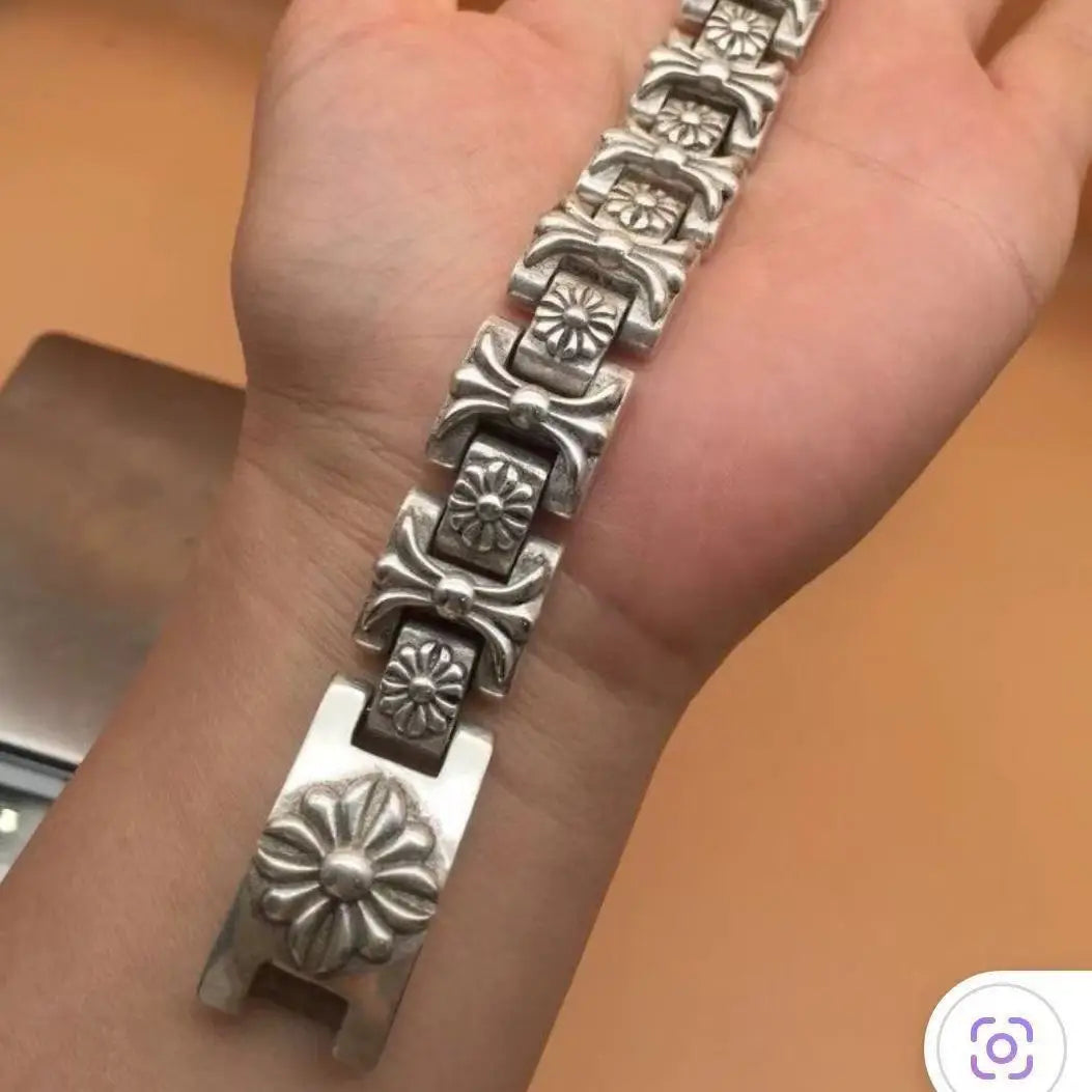 Vintage Tibetan Silver Bracelet Unique Design Fashion Jewelry Silver Craft Bracelet with Traditional Patterns Showcasing Retro